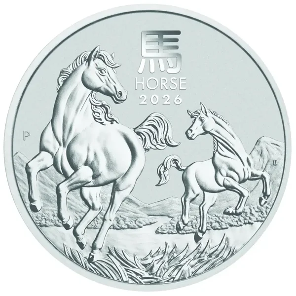 Perth Mint: Lunar III – Jahr des Pferdes 2026 2 Unzen Silbermünze