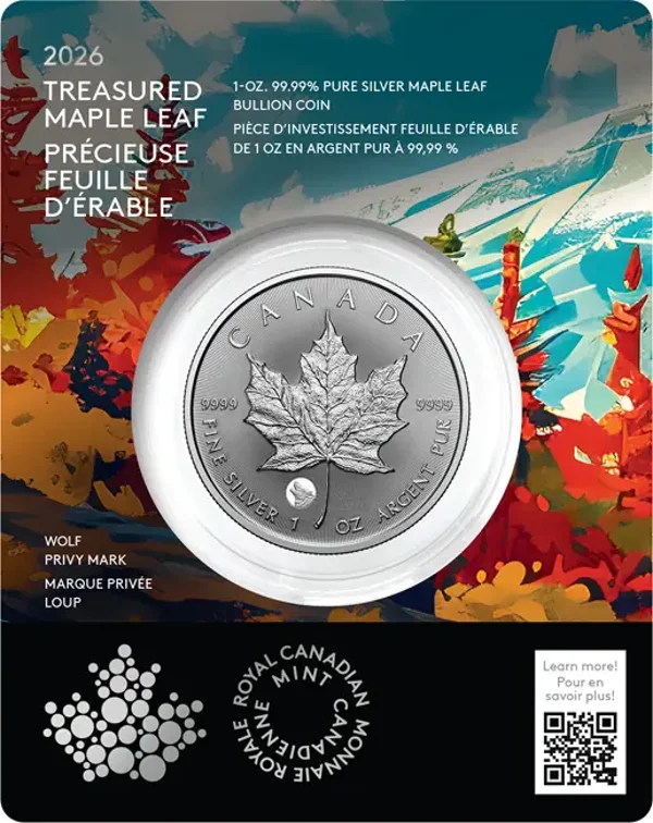 Treasured Maple Leaf - Wolf Silbermünze 5 CAD  Canada 2026