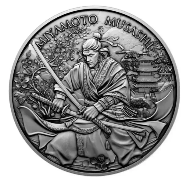 Warriors Miyamoto Musashi 2025 1 OZ Silber Antik