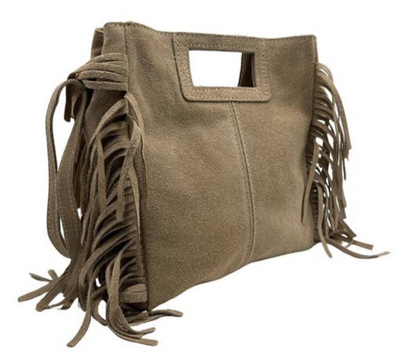MARION BEIGE SUÈDE LEDEREN HANDTAS