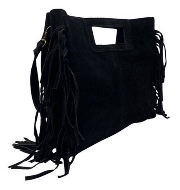 MARION ZWARTE SUÈDE LEDEREN HANDTAS