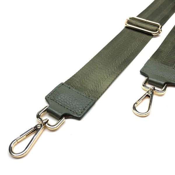 M&M leather fashion schouderband Olijfgroen