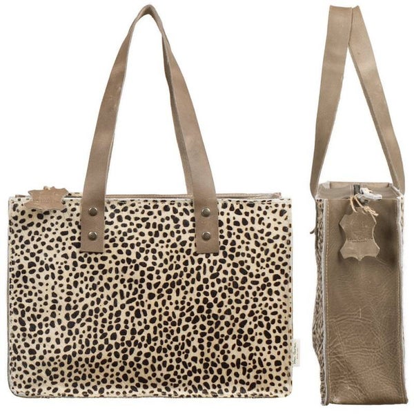 SOPHIE handtas - in zandkleur met een dierenhuid