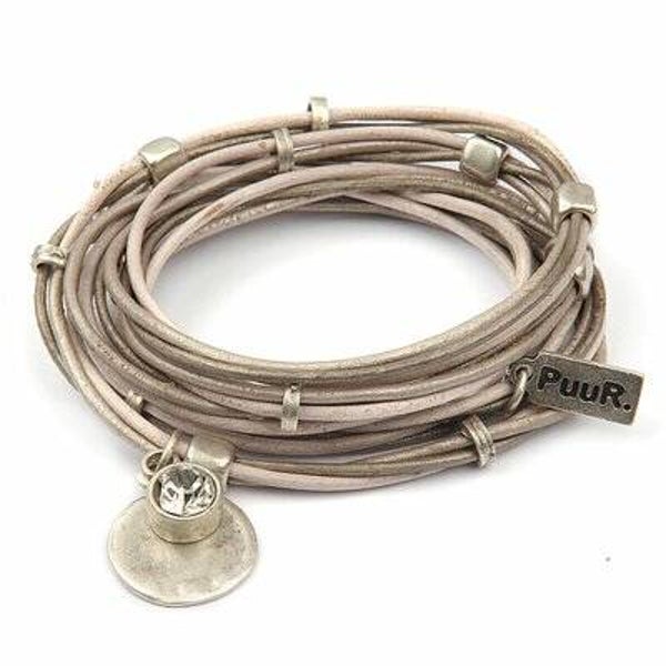 Leren wrap armband in naturel bruin