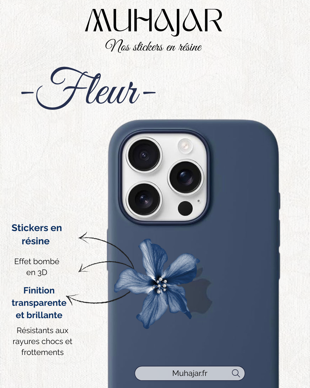 Stickers résine - Fleur bleu