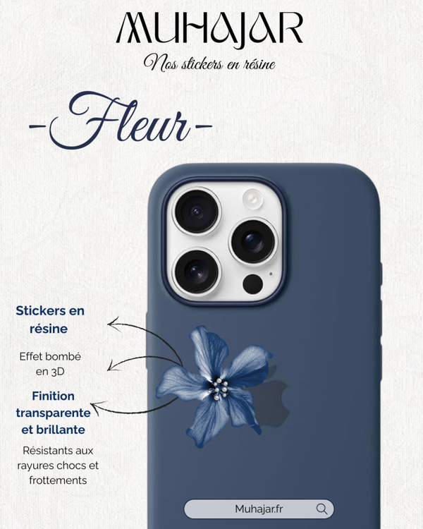 Stickers résine - Fleur bleu