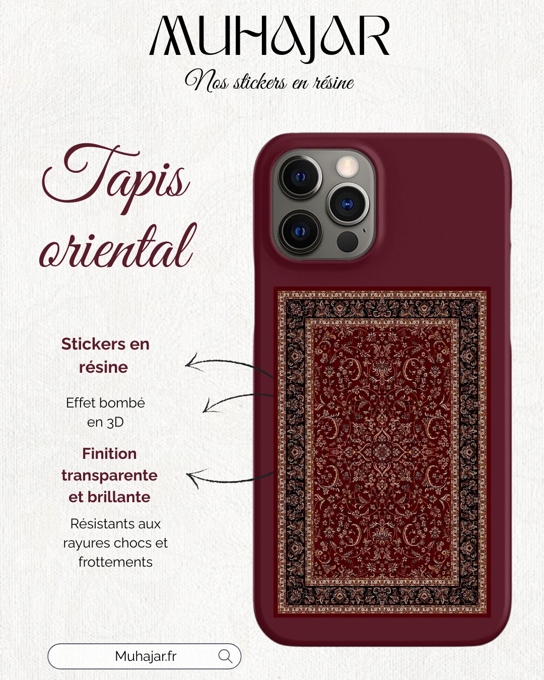 Stickers résine - Tapis oriental bordeau