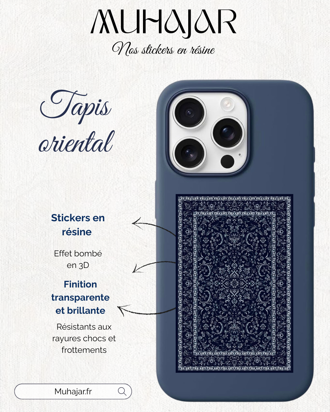Stickers résine - Tapis oriental bleu