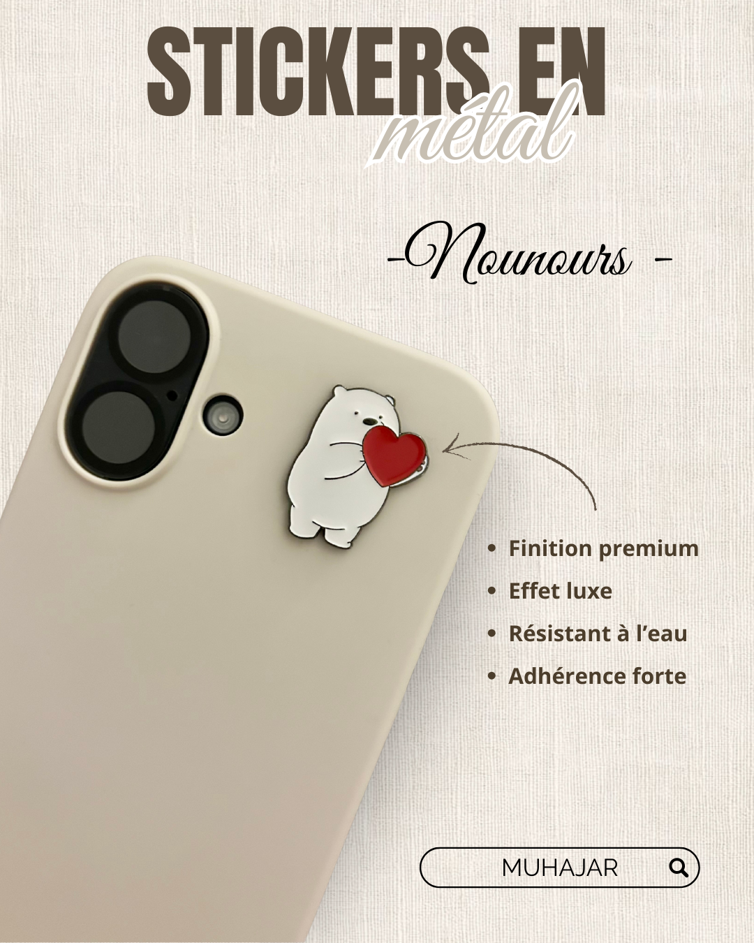 Stickers métal - Nounours