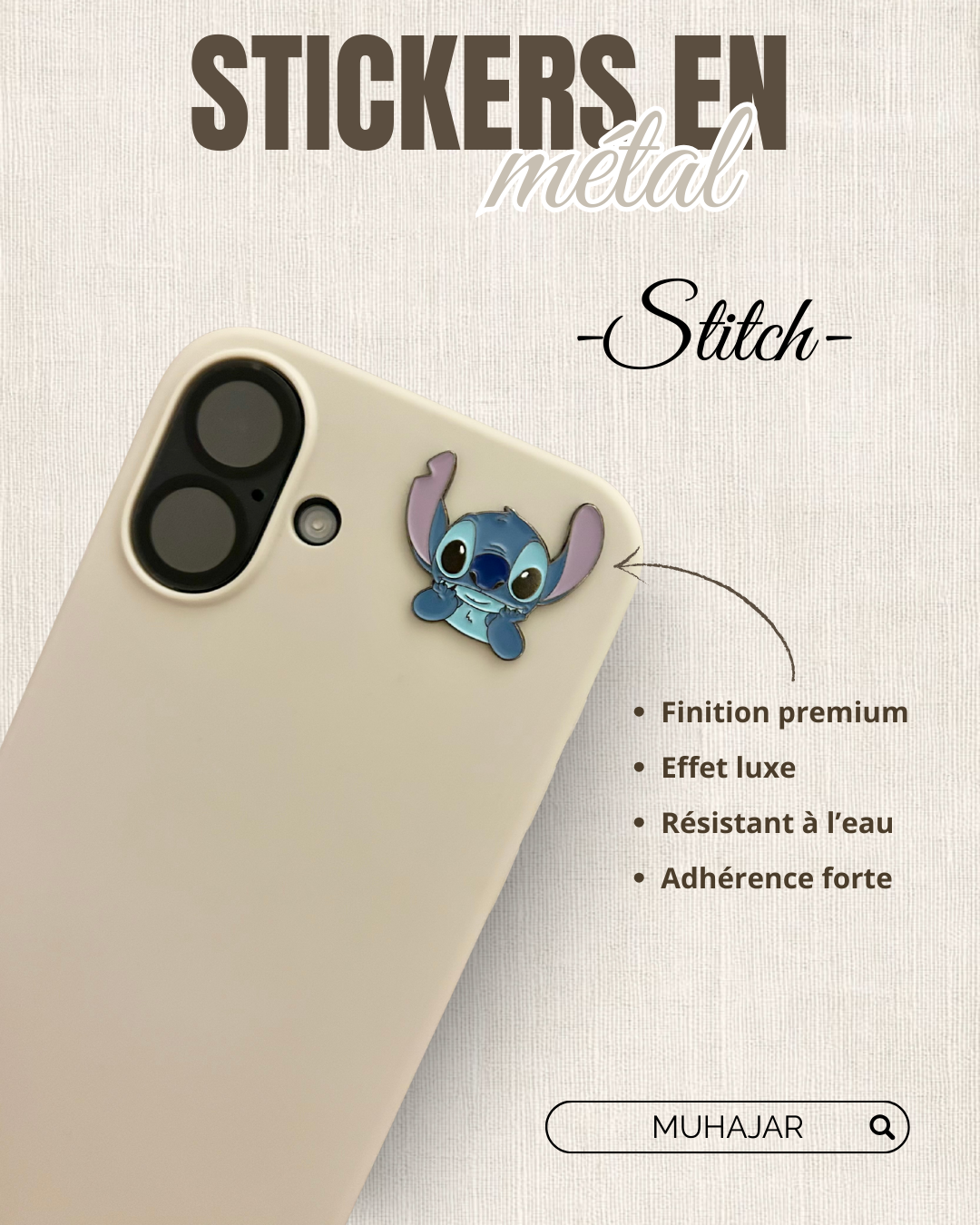 Stickers métal - Stitch