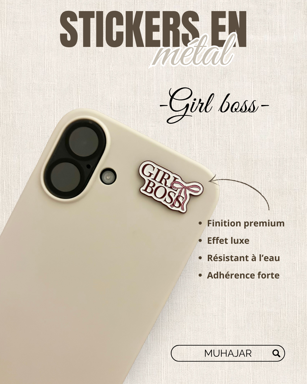 Stickers métal - Girl boss