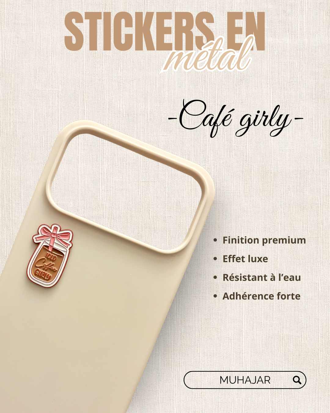 Stickers métal - café girly