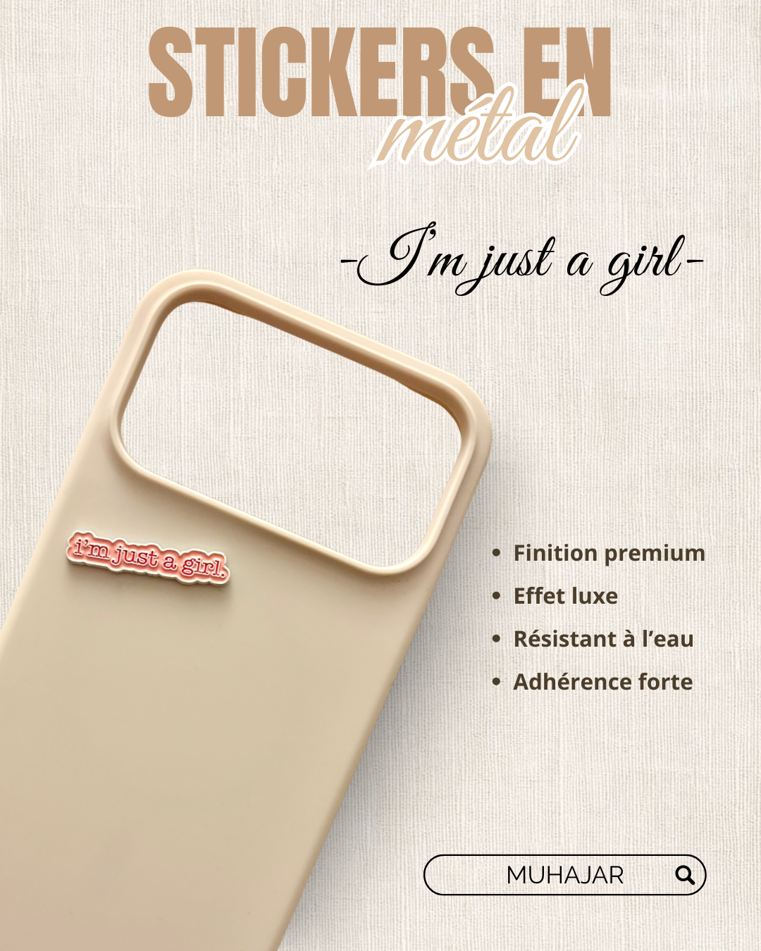 Stickers métal - Just girl