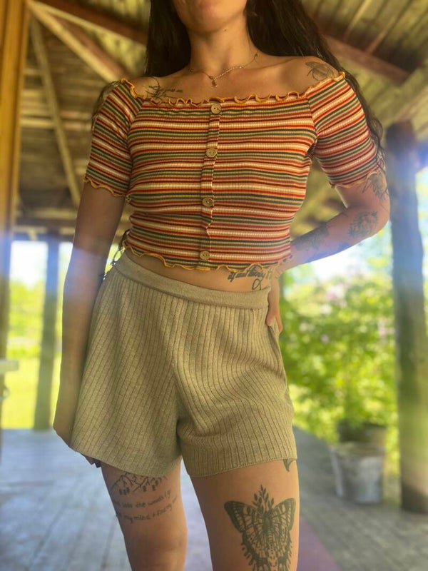 Over the Shoulder Crop Top