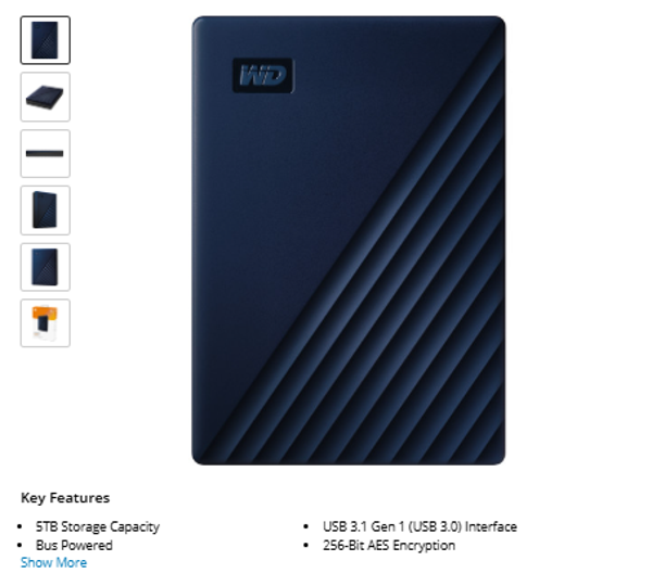 WD 5TB My Passport for Mac USB 3.1 Gen 1 External Hard Drive (Midnight Blue)
