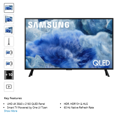QBF Samsung Q8F 32" 4K HDR Smart QLED TV