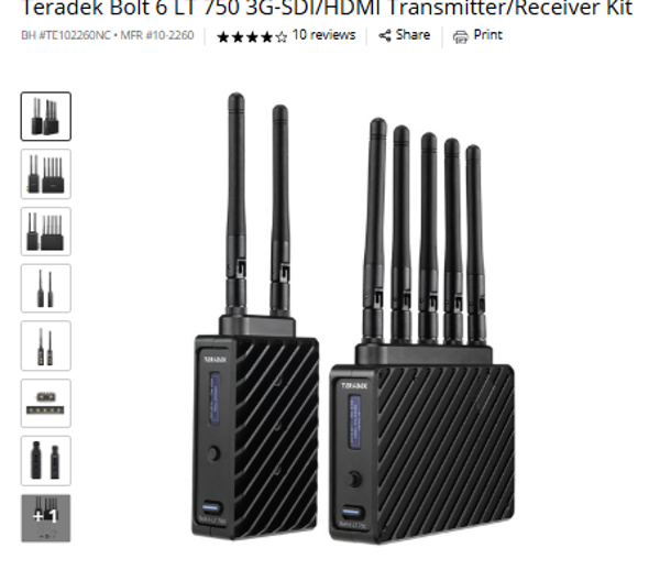 Teradek LT 750 Teradek Bolt 6 LT 750 3G-SDI/HDMI Transmitter/Receiver Kit