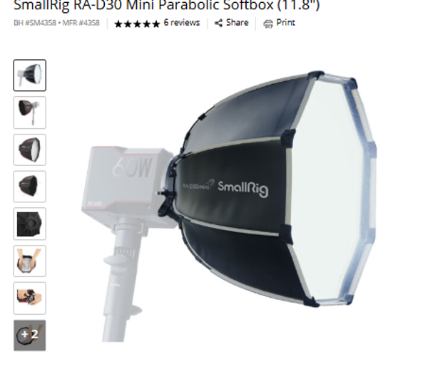 SmallRig RA-D30 Mini Parabolic Softbox (11.8")