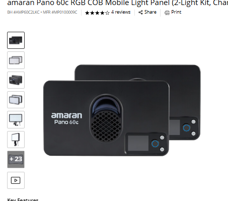 amaran Pano 60C amaran Pano 60c RGB COB Mobile Light Panel (2-Light Kit, Charcoal)
