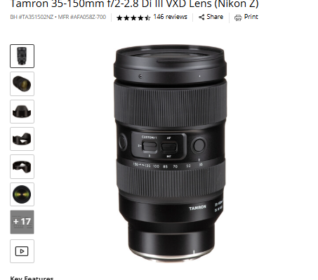 Tamron 35-150mm (/2-2.8 Di III VXD Tamron 35-150mm f/2-2.8 Di III VXD Lens (Nikon Z)