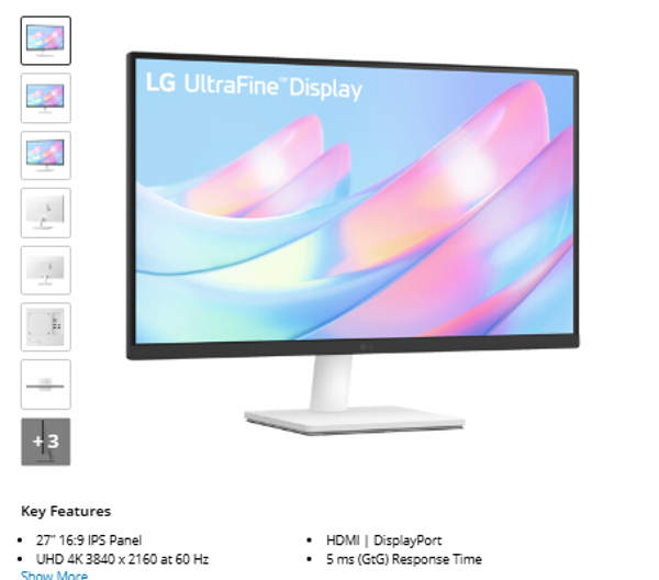 LG UltraFine 27US500-W 27" 4K HDR Monitor (White)