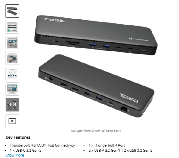 Plugable 13-in-1 Thunderbolt 4 Dock (Black)