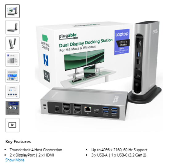 Plugable 16-In-1 Quad Display Thunderbolt 4 Docking Station