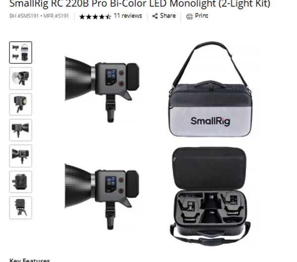 SmallRig RC 220 Pro SmallRig RC 220B Pro Bi-Color LED Monolight (2-Light Kit)
