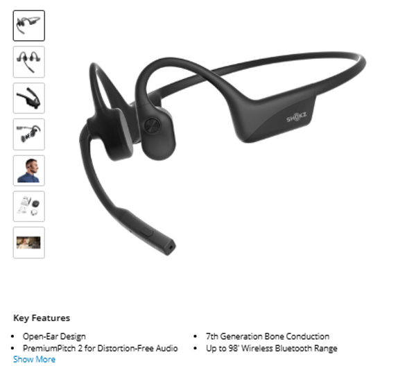 SHOKZ OpenComm2 UC 2025 SHOKZ OpenComm2 2025 Bone Conduction Wireless Headset