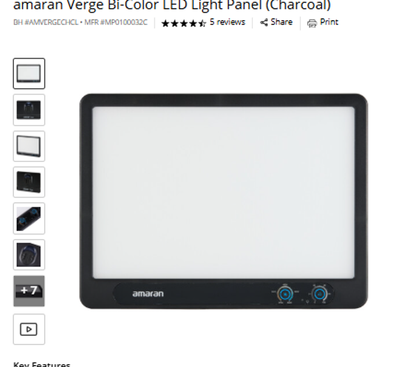 amaran Verge amaran Verge Bi-Color LED Light Panel (Charcoal)