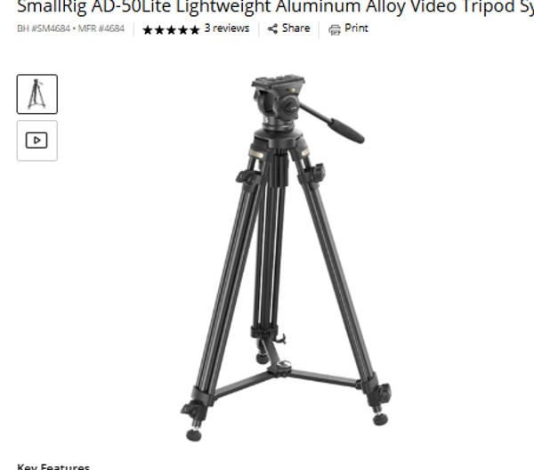 SmallRig AD-50 LITE SmallRig AD-50Lite Lightweight Aluminum Alloy Video Tripod System