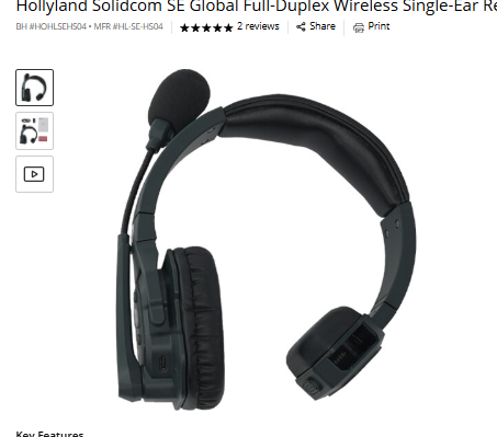 Hollyland Solidcom SE Global Full-Duplex Wireless Single-Ear Remote Headset (2.4 GHz)