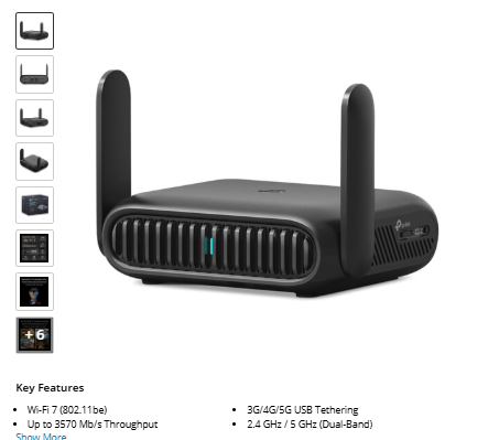 WR3602BC TP-Link TL-WR3602BE BE3600 Wireless Dual-Band Gigabit Travel Router