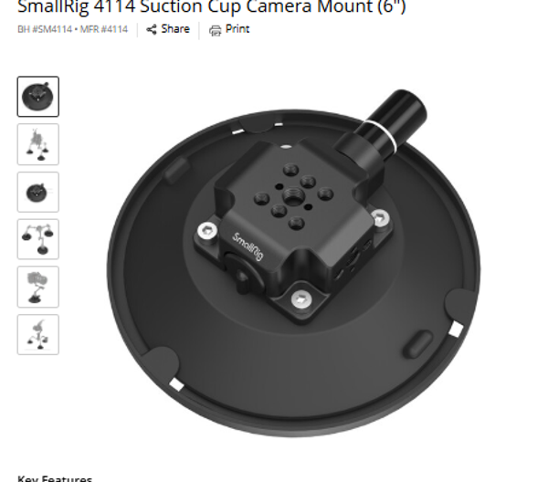 SmallRig 4114 SmallRig 4114 Suction Cup Camera Mount (6") 1 , 1