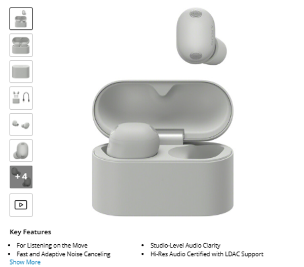 Sony WF-1000XM6 True Wireless Noise-Canceling Earbuds (Platinum Silver)