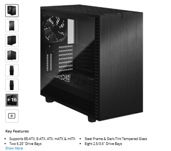 Design Deline 7 XL Fractal Design Define 7 XL Full-Tower Case (Black, Dark-Tint Tempered Glass)
