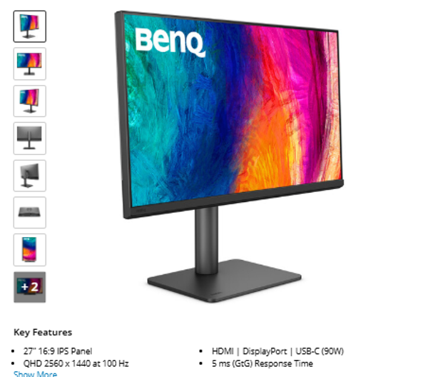 BenQ DesignVue PD2706QN 27" 1440p HDR 100 Hz Monitor