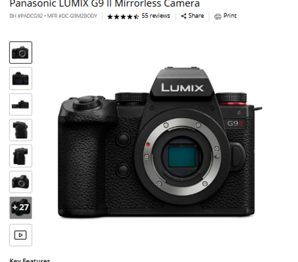 Panasonic G9U Panasonic LUMIX G9 II Mirrorless Camera