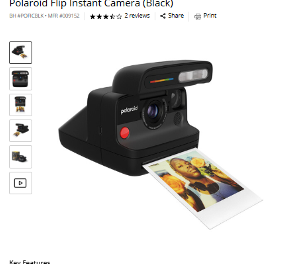 Polaroid Flip Instant Camera (Black)