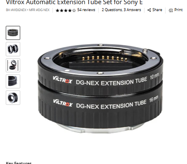 Extension Tube Viltrox Automatic Extension Tube Set for Sony E