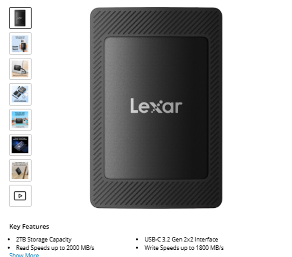 Lexar 2TB SL500 USB-C 3.2 Gen 2x2 Portable SSD with Magnetic Set