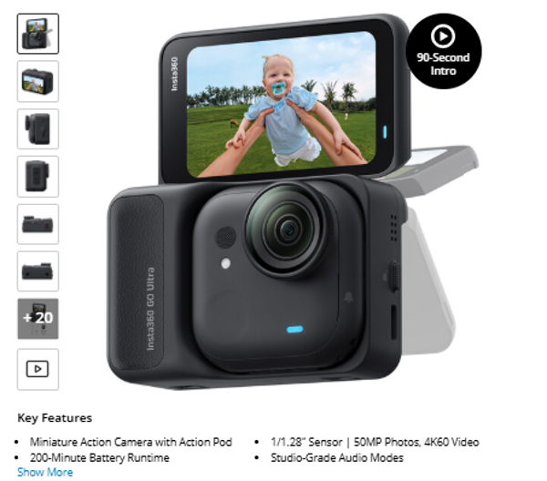 Insta360 GO Ultra Standard Bundle (Midnight Black)