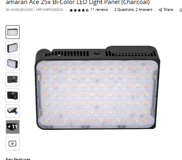 amaran Ace 25X amaran Ace 25x Bi-Color LED Light Panel (Charcoal)