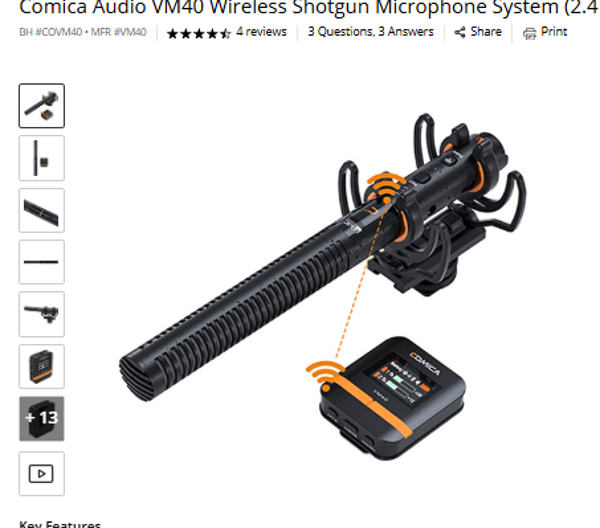 Comica Audio VM40 Wireless Shotgun Microphone System (2.4 GHz)