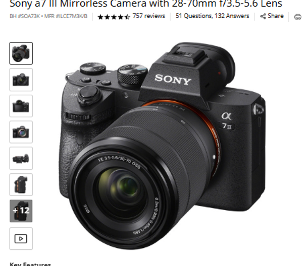 Sony a7 III Mirrorless Camera with 28-70mm f/3.5-5.6 Lens