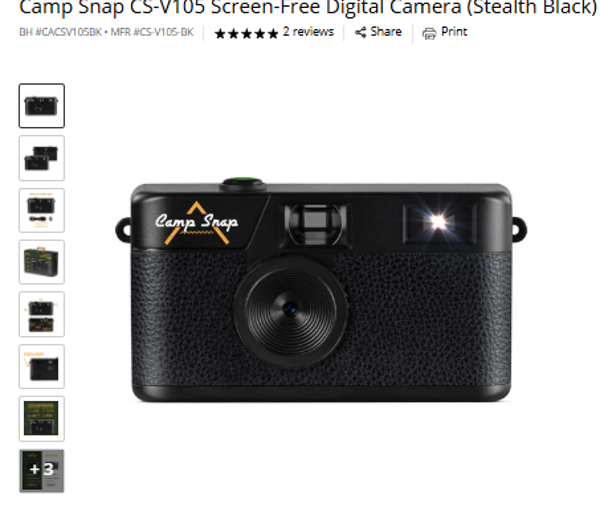 Camp Snap CS-V105 Screen-Free Digital Camera (Stealth Black)