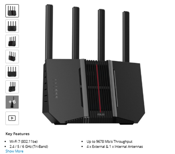 ASUS RT-BE92U BE9700 Wireless Tri-Band 2.5G/10G Router