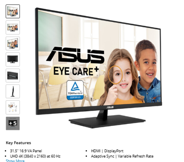 ASUS VP327Q 31.5" 4K HDR Monitor