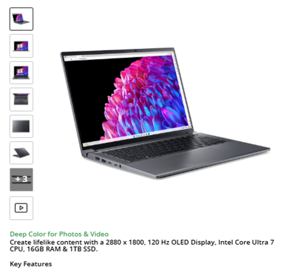 Acer Swilt X 14 14.5" Acer 14.5" Swift X 14 Laptop