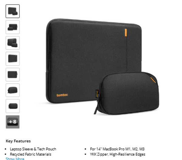 tomtoc Defender-A13 Laptop Sleeve Kit (Black)